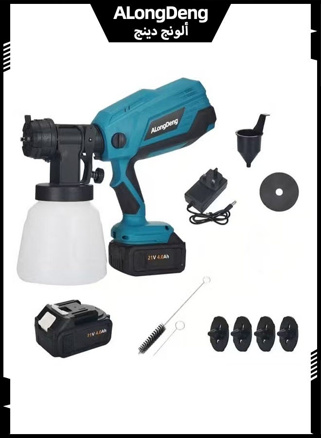 ALongDeng 21V Cordless Paint Sprayer with 2 Batteries 1000ml Electric Paint Spray Gun with 5 Nozzles  3 Patterns High Pressure Spray Gun for Furniture Walls and Home Painting - Image 1